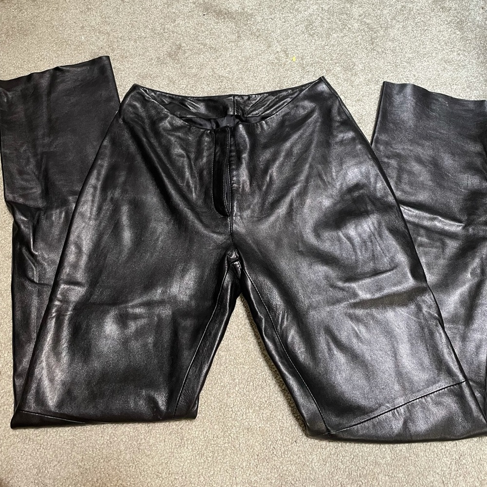 BEBE leather flare pants